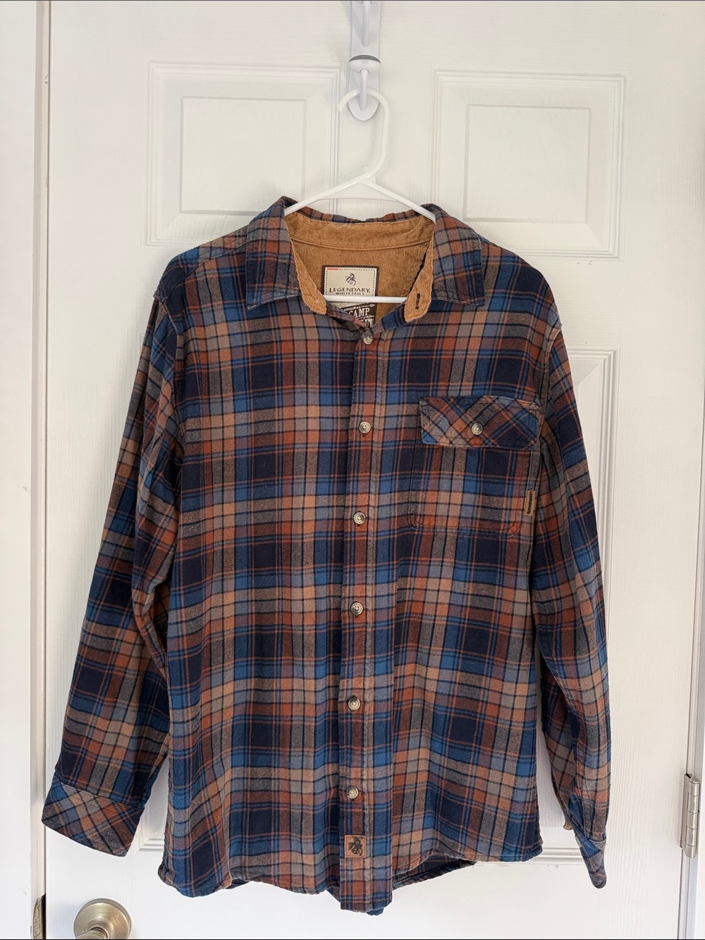 Legendary Whitetails Men’s Brown and Navy Plaid Button Down Shirt